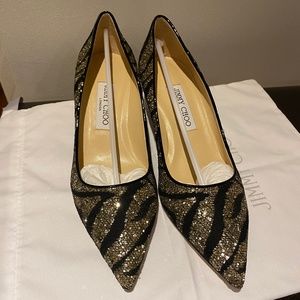 New Jimmy Choo zebra lace sequin pump